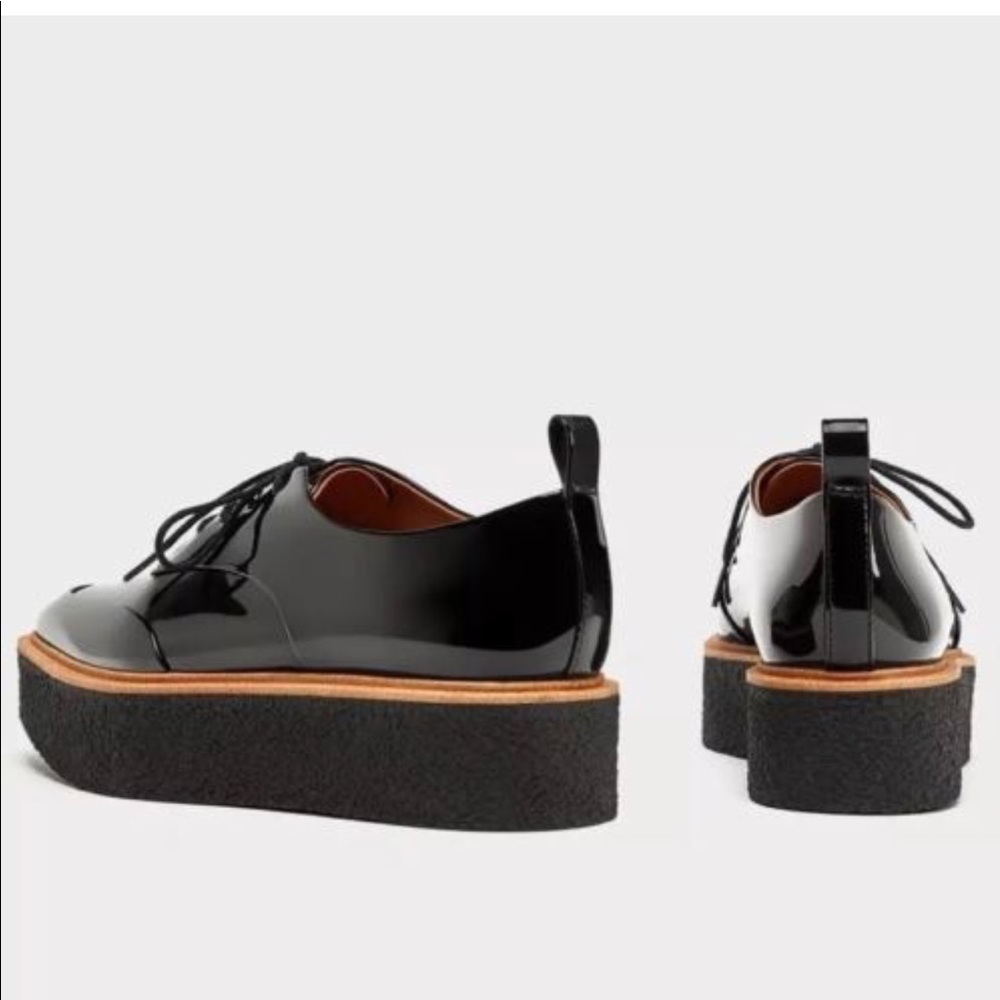 ZARA Black Platform Patent Loafers Moccasins 6 36 - Picture 4 of 4